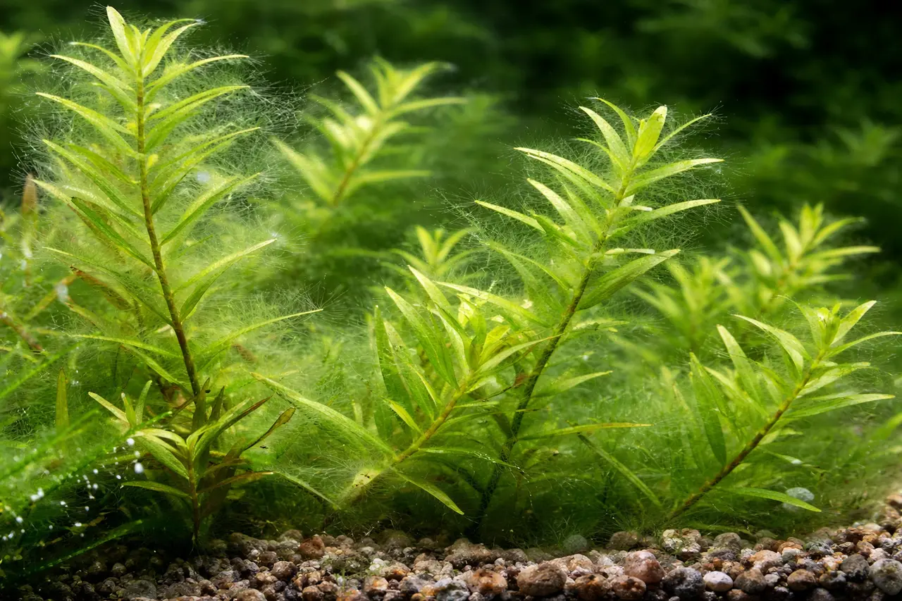 Fuzz algae — short hair-like growth on leaf edges